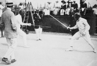 Patton fencing in 1912 Olympics