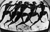 Greek men running