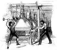 Luddites breaking machinery