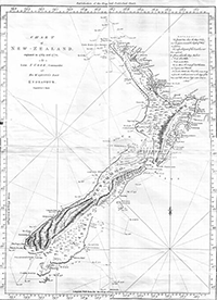 New Zealand map by Captain Cook