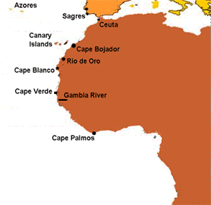 Prince Henry the Navigator voyages map