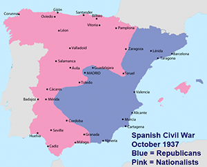 Spanish Civil War map October 1937