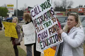 Oklahoma teachers protesting